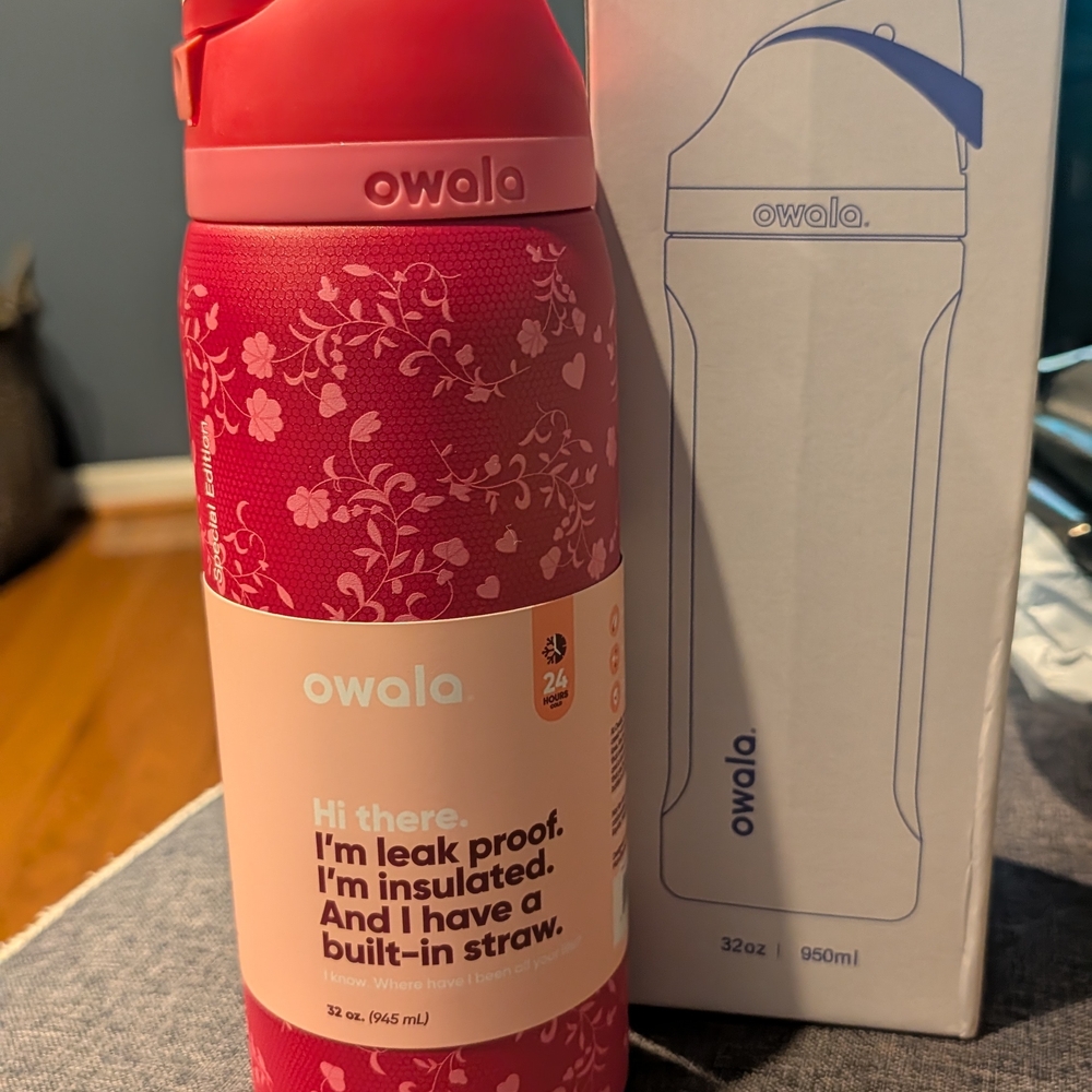 Owala Pink Insulated Water Bottle with Straw
